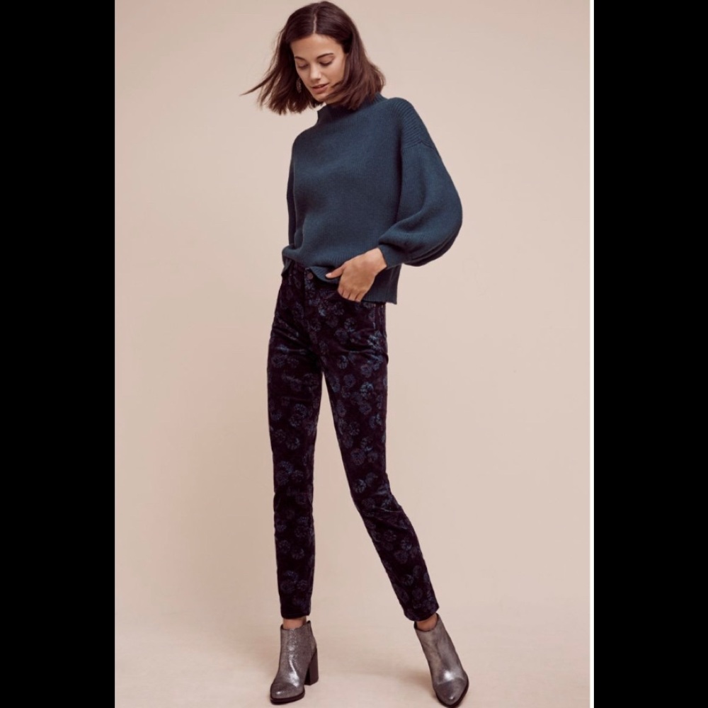 Anthropologie Pilcro Script Printed Velvet Pants